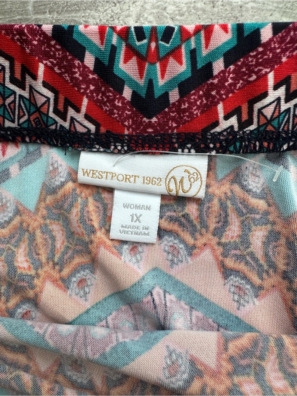 Westport 1962 Women 1X Maxi Skirt Boho Aztec Geometric Pull On Stretch Plus - Picture 3 of 6